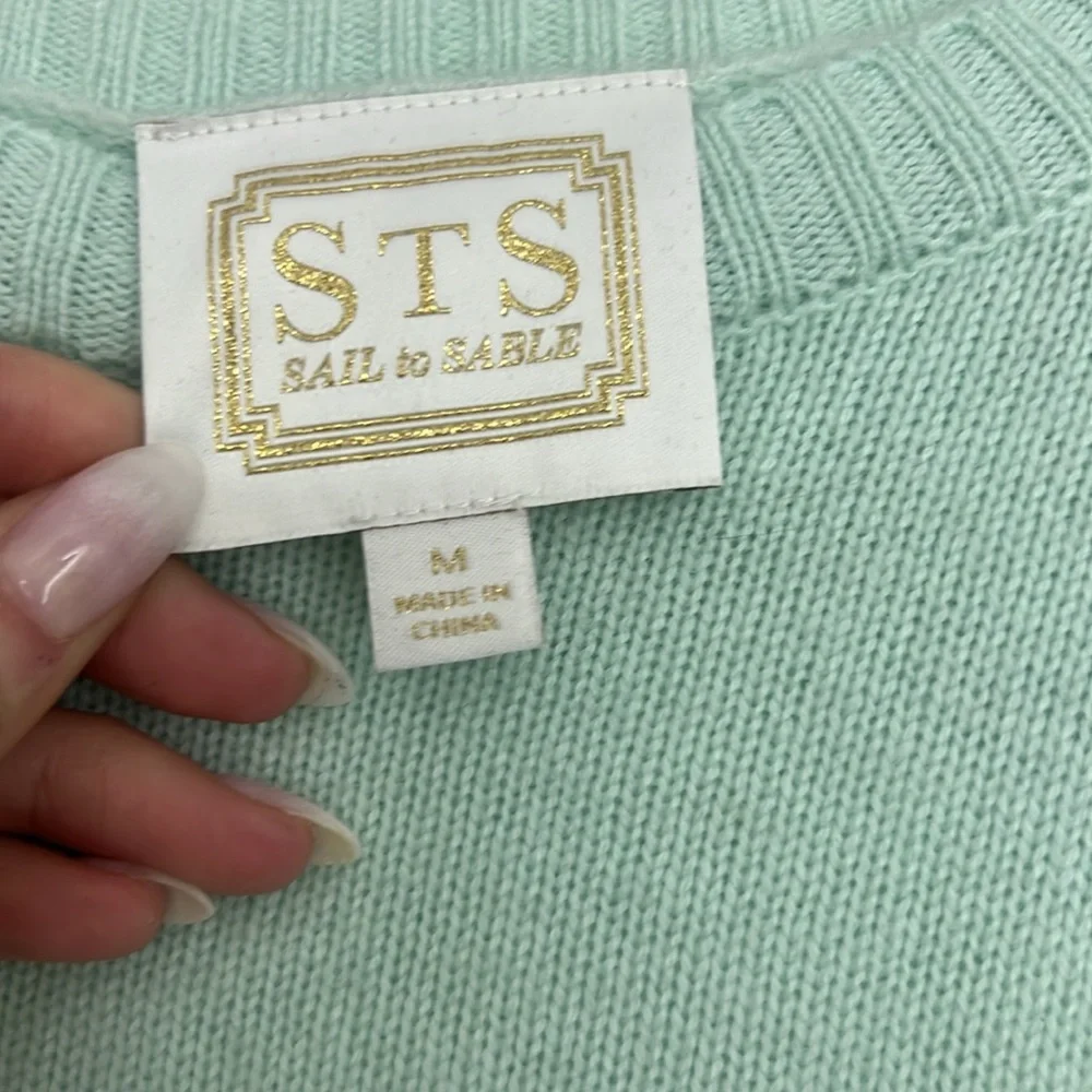 NWOT Sail to Sable Green Crew Neck  Cashmere - Picture 2 of 5